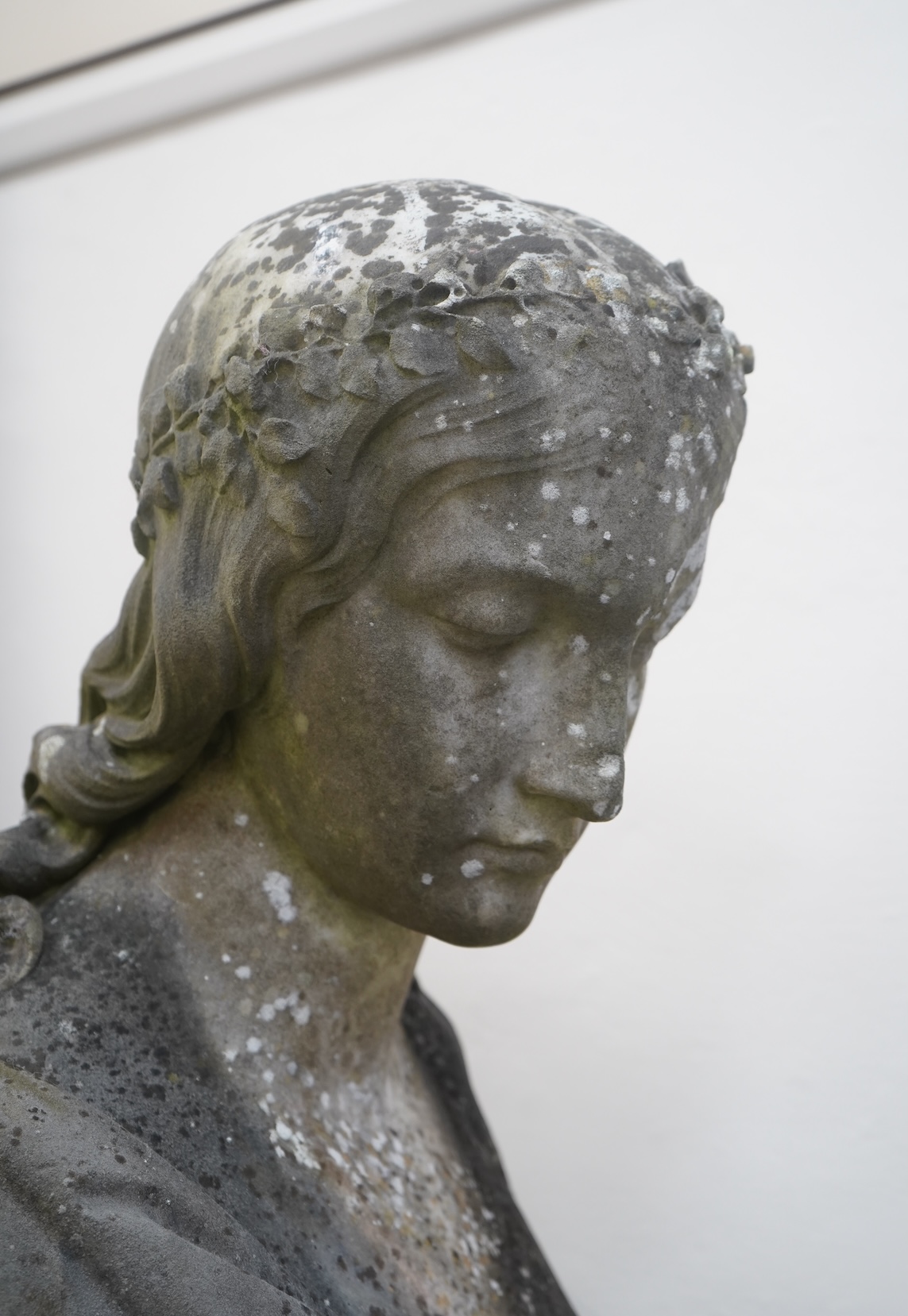Joseph Durham (1814-77), ‘La Penserosa’, a weathered marble bust of a maiden